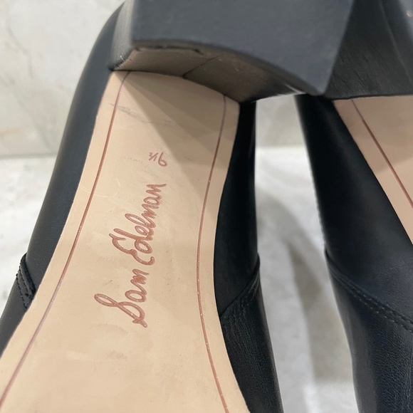 ***SOLD***SAM EDELMAN {9.5} Black Bootie Ankle Boot Rounded Blocky Heel - Picture 11 of 14